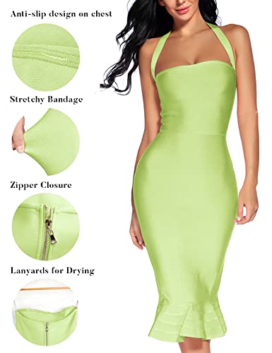 Image of houstil Women's V Neck Halter Fishtail Bandage Bodycon Dress Party