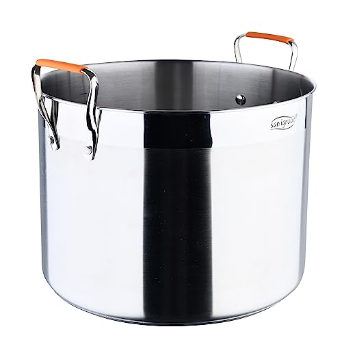Olla alta de acero inoxidable ø28cm con tapa compacta y fondo difusor de inducción 8