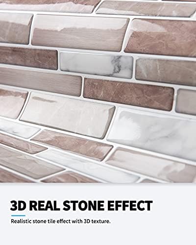 Amazon Brand  Umi 10-Sheet Peel and Stick Wall Tiles Brown Marble Tile Stickers, 30cm x 30cm Faux Marble Tiles Premium Self-Adhesive Kitchen Wallpaper Splashback (Brown)