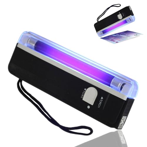 UV Probador de Dinero, Ligero Detector de Billetes Falsos, Equipo Portátil Detector de Billetes con 4WT5 Violeta Lámpara Larga para Reconocer Dólares, Euros, Libras y Todas las Monedas