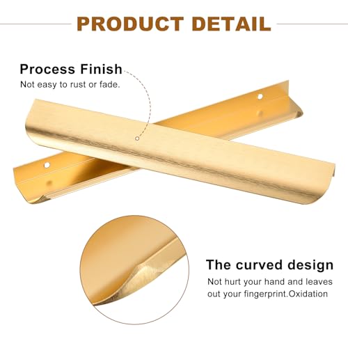 Uxcell 10pcs Finger Pulls for Cabinets Gold Edge Drawer Pulls Cabinet Finger Pull 192mm/7.6in Hole Center,Furniture Drawer Handles Hidden Cabinet Handle - Image 3