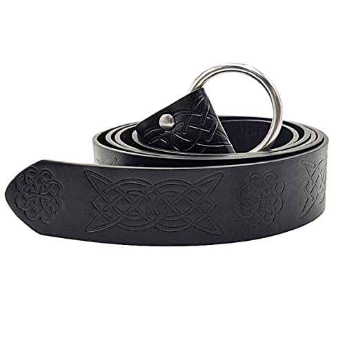 Ceinture Celtique Vintage, Ceinture de Chevalier en Cuir PU en Relief, Ceinture de Chevalier médiéval d'halloween, Ceinture de Chevalier de Bataille, Ceinture en Cuir Viking pour Hommes (Le Noir) Cover