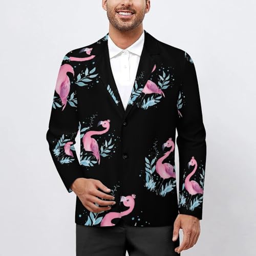Blue Leaves Flamingo Mens Blazer Lightweight Sport Coat Two Button Suit Jackets2