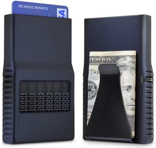 ACM 2.0 Wallets for Men & Women - Ultimate Organization Push Button Card Case - Individually Select Cards with Money Clip - Scratch & Damage Free Card Protection (Black Satin)