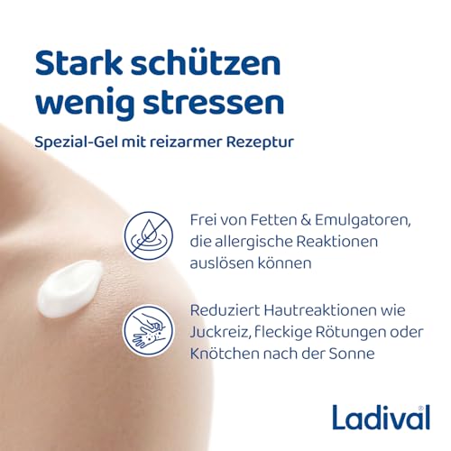 Ladival® Allergische Haut Sonnenschutz-Gel LSF 50+ für den Körper bei Sonnenallergie und Mallorca-Akne, wasserfest, mit 4-fach Zellschutz, Sonnencreme 250ml 6