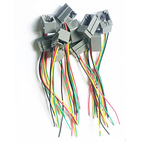 Image of jing with Wires RJ9 Female Connector 4P4C PCB Socket Mount Telephone Connectors Grey - (10 Pcs)