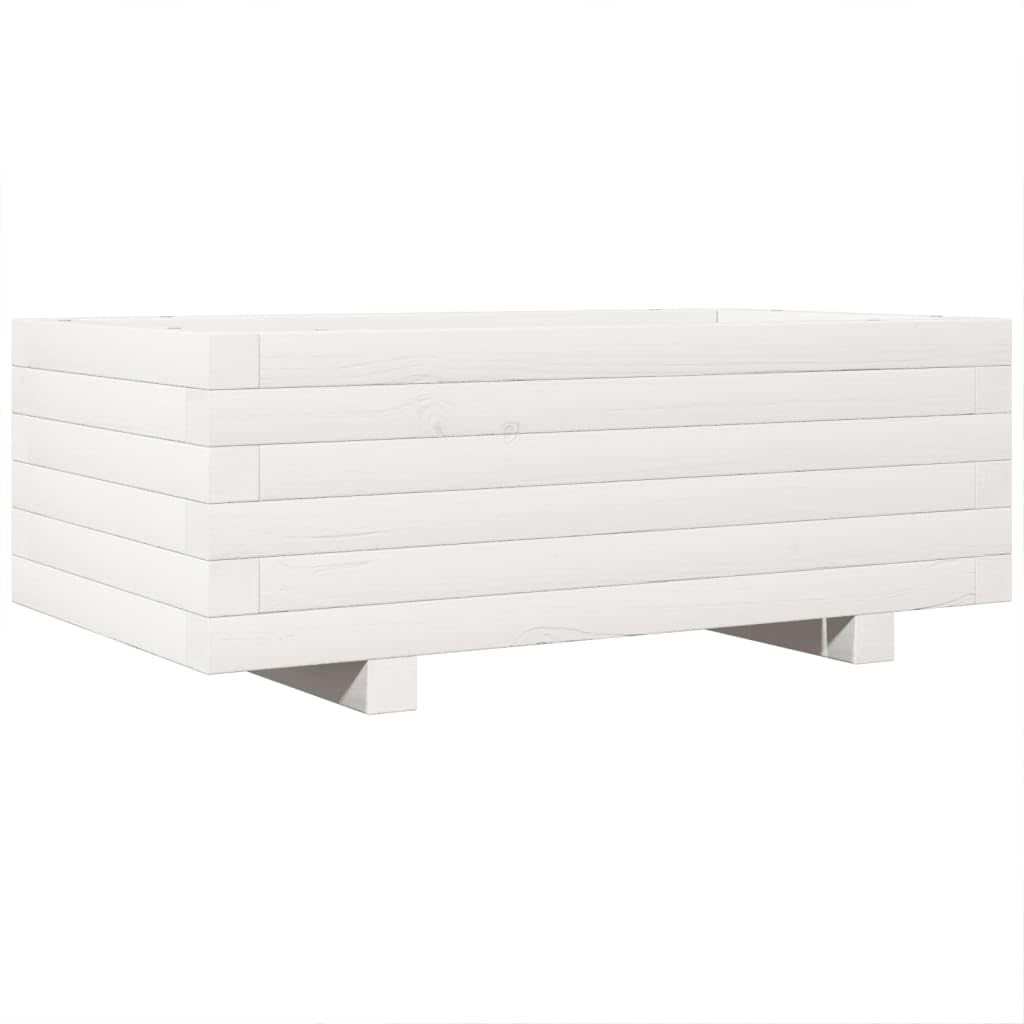 Donica ogrodowa biala 70x40x26,5 cm lite drewno sosnowe duza donica na kwiaty warzywa ziola na taras balkon ogrod