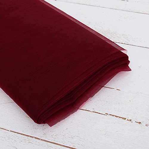 Image of Multi Purpose Solid Nylon Soft Net Combination Fabric - for Wedding, Parties, Costumes, and Decoration (16.4 x 4 Feet, Wine)