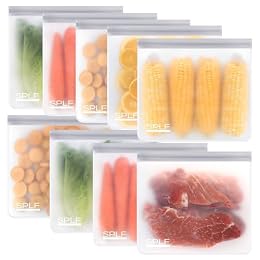 SPLF 9 Pack Reusable Gallon Freezer Bags Dishwasher Safe, Gray