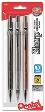 Sharp Mechanical Drafting Pencil, 0.7 mm, Assorted Barrels, 3/Pack