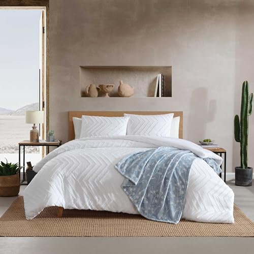 Juego de edredón Queen reversible blanco colcha suave con fundas almohada y manta sofá 2