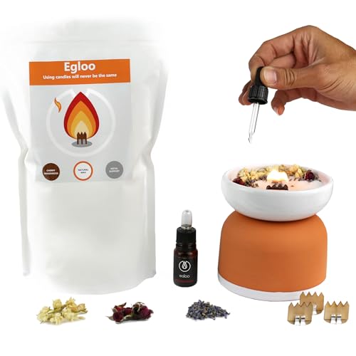 NextNova - Egloo - Kit de bougies DIY, bougies parfumées pour la maison avec fleurs séchées et mèches en bois, bougies décoratives, bougies woodwick, accessoires de décoration d'intérieur modernes
