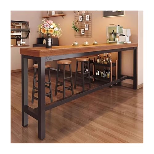 Mesa de bar alta de madera maciza, mesa de comedor con marco reforzado para desayuno, balcón o café a la altura de la encimera