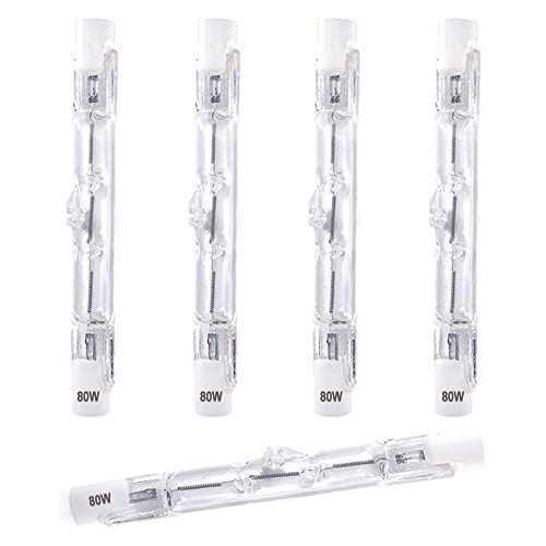 DoRight Ampoules éco halogènes R7S 78mm 80W Blanc Chaud 2800K Gradable 1390lm J78 Projecteur Halogène Linéaire Projecteur à Double extrémité R7s pour le travail, la sécurité (Paquet de 5) Cover