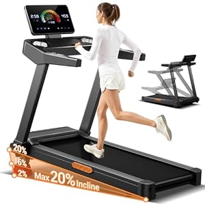 UMAY Laufband, zusammenklappbar, mit 16% Neigung, 14 km/h, Laufband mit Herzfrequenz, 3, 5 PS, elektrisches Laufband für Zuhause mit LED-Display, Kapazität 180 kg