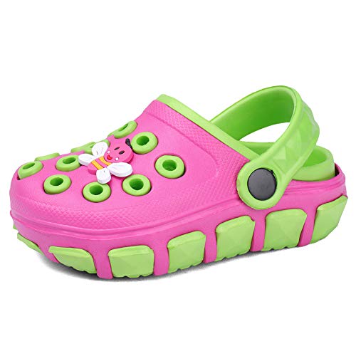 Kids Clogs Boys and Girls Slippers Soft Sandals Summer Lightweight Shockproof Non-Slip Water Shoes Garden Shoes for Beach Pool Shower Mules U720PSKDDX-pink green-25