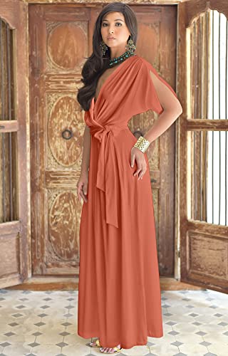 Image of KOH KOH Womens Long Sleeveless Halter Bridesmaid Wedding Guest Maxi Dress