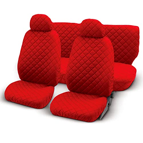 Rebeca Shop Set de Fundas Universales para Asientos de Coche, Fundas Trapuntadas con Cremalleras. (Rojo) Cover