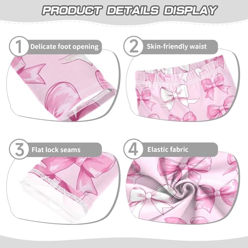 Girls Leggings Pink and White Bows Soft Toddler Leggings for Girls Kids Pants Size 4T-10T3