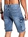 Mywinway Mens Skinny Jean Shorts 2025 Spring Summer Stretchy Mid Rise Casual Fashion Slim Fit Cargo Denim Shorts with Pockets, Light Blue, 30