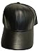 BLACK LEATHER BASEBALL CAP HAT CAPS HATS ADJUSTABLE MADE IN USA