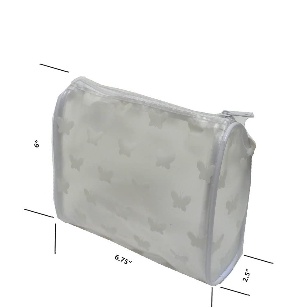 Dozen Pack 12 Count Butterfly Make Up Bags, Semi Transparent PVC 32684-D