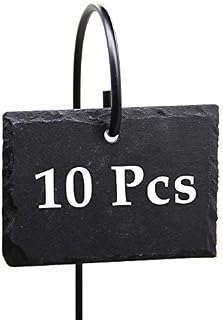 FORUP Plant Label, 10pcs Garden Markers Signs Labels, Weatherproof Reusable Natural Slate Hanging