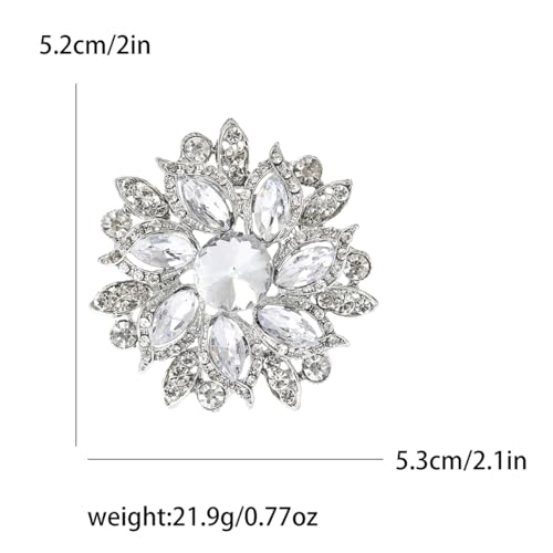 Image of Rhinestone Flower Brooch for Women Vintage Crystal Flower Brooch Pin Elegant Clothing Hat Bag Accessories Christmas Birthday Party Wedding Costume Jewelry