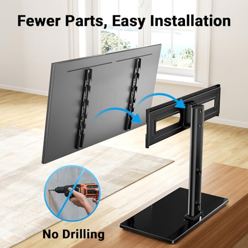 Perlesmith PSTVS21 Swivel Universal Tv Stand Mount For 32-80 Inch Lcd Oled Flat/Curved Screen Tvs Up To 99Lbs-Height Adjustable Table Top Tv Stand/Base thumb #5