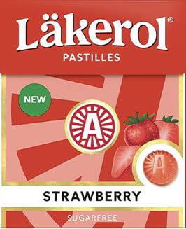 24x25g Strawberry Läkerol (Lakerol) Sugar Free Fruit Pastilles Boxes