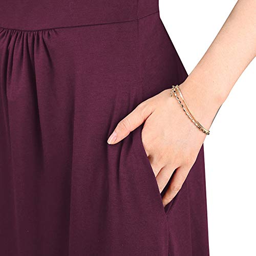 WOOSEA Women Sleeveless Deep V Neck Pocket Loose Long Dress Split Maxi Casual Dresses2