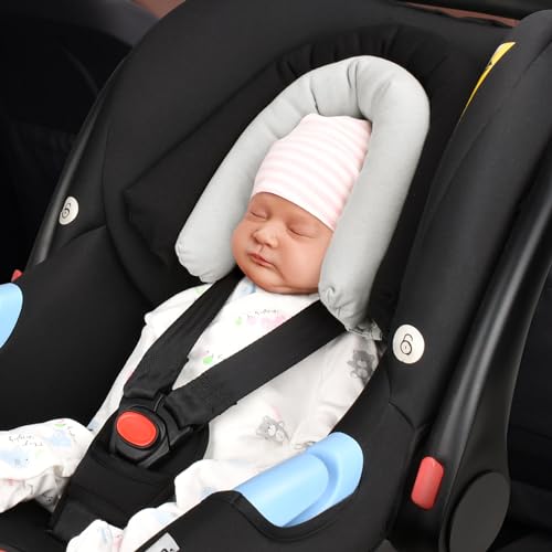 INFANZIA 2-in-1 Baby Sitzverkleinerer Universal für Alle Kinderwagen,Babyschale Einsatz und Kopfstütze für Neugeborene und Kleinkinder, Extra Weich, Ideal für Alle Jahreszeiten, Baumwolle, Schwarz