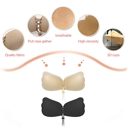 Sticky Bra 2 Pairs Backless, Strapless, Adhesive, Invisible, Push up Bra for Women Stick on4