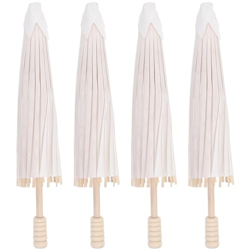 4 stücke weißes Papier Regenschirm chinesischen japanischen Papier Regenschirm (Durchmesser 30 cm, randoim regenschirmgriff Stil – Bild 8
