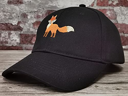 Fox Embroidered Baseball Caps For Men Women Girl Youth, Adjustable Black Trucker Hats Embroidery Snapback Cotton Animals Dad Hat #TOP1