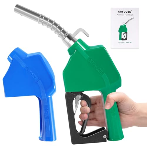 GRYVOZE 3/4 NPT Automatic Fuel Nozzle 16 GPM Diesel Gas Pump Nozzles with Hook & 3-Position Auto Lock Fuel Hose Handle Transfer Gun Gas Pump Nozzle for Gasoline Diesel Kerosene and Water