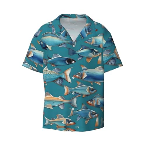 Chemise courte poissons homme ample pour camoufler les formes en été