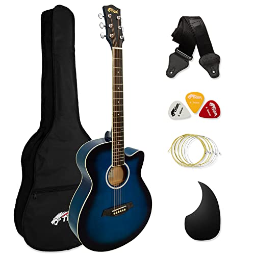 TIGER Kit guitare acoustique coupé Corps standard Full bleu