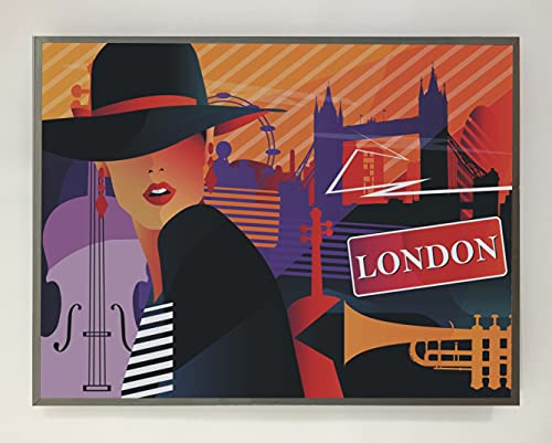 CCRETROILUMINADOS Bild mit Rahmen aus Holz, weiß lackiert, beleuchtet mit LEDs, Serie Pop Art: London