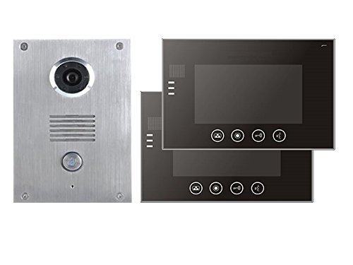 2 Draht Video Türsprechanlage Gegensprechanlage 7'' Monitor Klingel Farb Kamera (schwarz 2 Monitore)