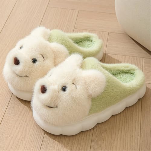 ELONEL Women's Cute Animal Bear Slippers Soft and Comfortable Men's Plush Home Slippers Warm Winter Indoor Slippers2