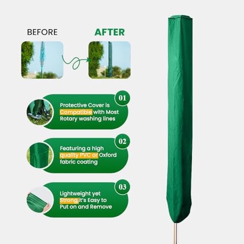 Karrma Ltd. Rotary Washing Line Cover 150cm Waterproof Includes tie down cords With Zipper Ideal for Protective Outdoor Dryer Cover for Rotary Airer Line - Image 4