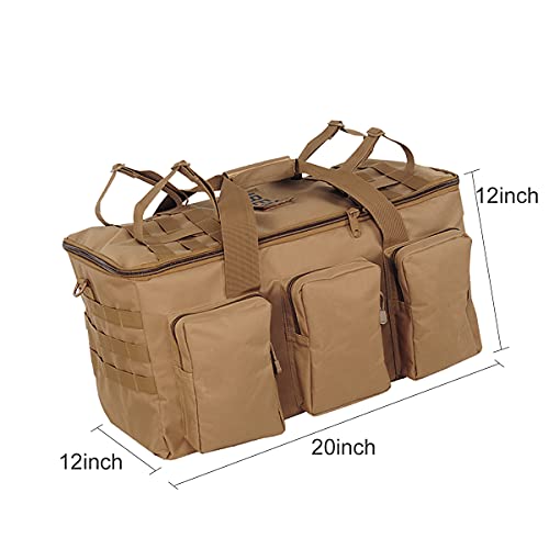 Sparklekle Military Duffel Bag 50L Gym Bag for Men Convertible Weekend Backpack for Sports Travel Camping (Black)