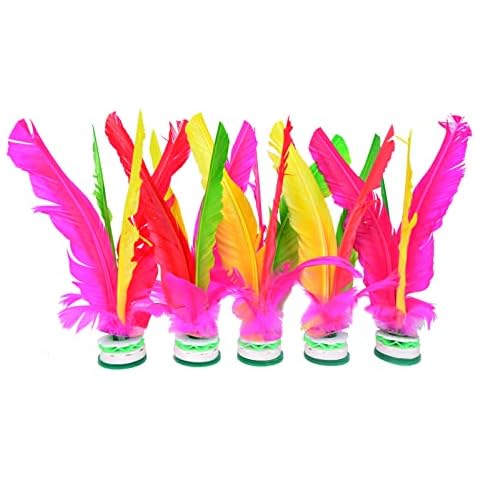 Baitaihem Kick Shuttlecock Chinese Jianzi Colorful Feather Foot Sports Outdoor Game (Style-A, 5 Pack) Cover