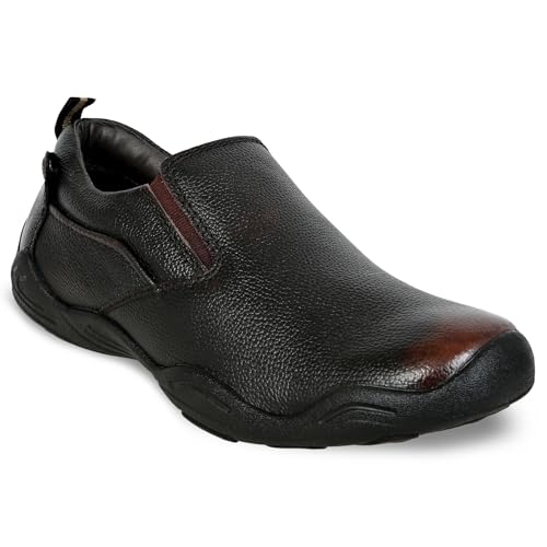 Image of Allen Cooper Genuine Leather Casual Shoes with Ankle Support, Anti Slip Technology, Better Padded and Cotton-Like Memory Foam Cushion Insole(24815Color Options- Black /Brown, Sizes- 6,7,8,9,10)