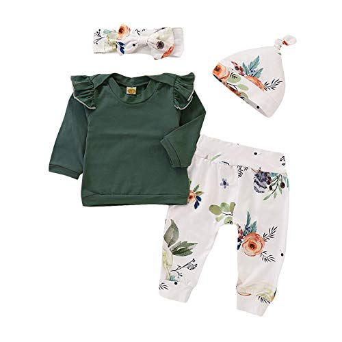 baskopa Toddler Sweatshirt for Girl 18-24 Months Ruffle Long Sleeve Tops with Elastic Waist Trousers 18-24 Months Outfit 2PCS