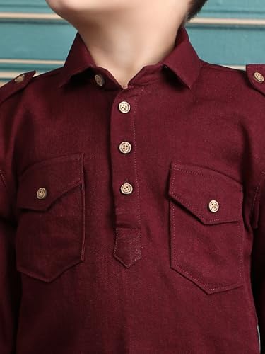 Image of POLKA TOTS Boys Cotton Pathani Set | Premium Pathani Kurta & Pyjama Set for Boys | Kurta Pajama for Kids Boy | Pathani Suit for Kids, Baby Boys & Toddlers | Ethnic Wear for Boy