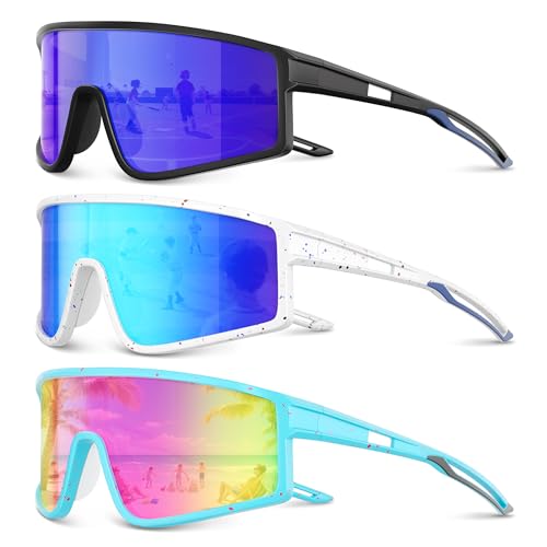 Kegrimi 3 Pack Kids Sunglasses Youth Baseball Sunglasses for 3-12 Boys Girls...