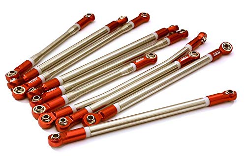Integy RC Model Hop-ups OBM-1634RED Complete Stainless Steel 10-Piece Linkage Set for Custom 1.9 & 2.2 Rock Crawlers