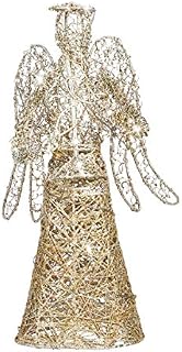 PRETYZOOM Christmas Angel Treetop Christmas Tree Topper Glittering Golden Christmas Tree Decoration with Battery Operated LED Light Angel Xmas Tree Topper Ornaments for Holiday Party